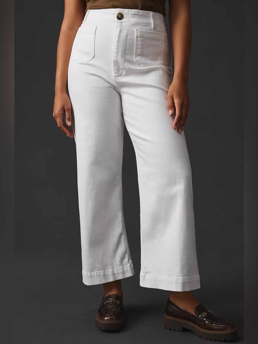 Colette Cropped Wide-Leg White Denim Jeans - White - Picture 7 of 12